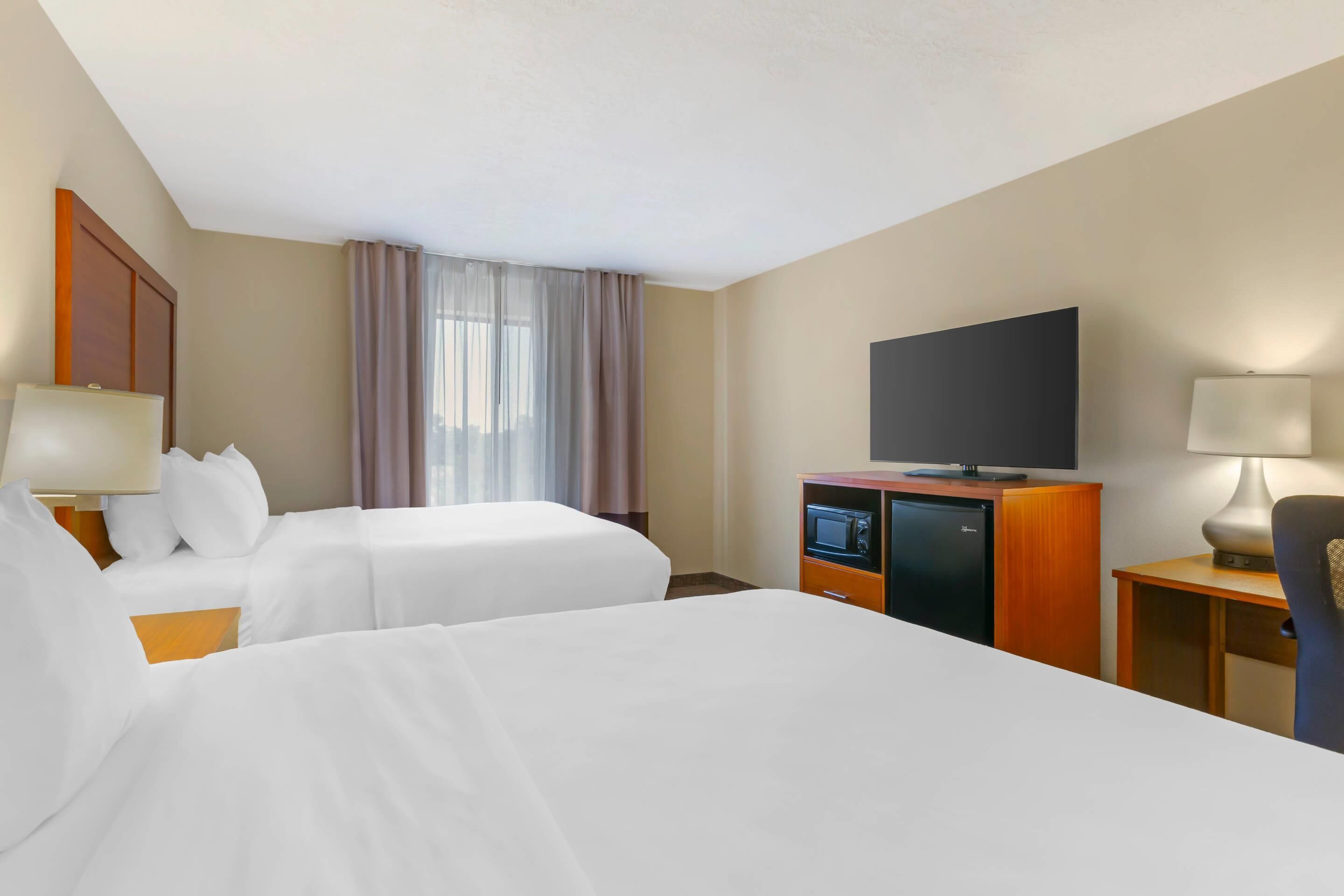 suite, 2 queen beds, accessible, non smoking | desk, laptop workspace, blackout curtains, iron/ironing board