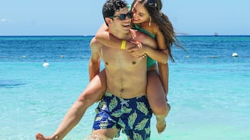 On the beach, white sand, snorkeling, beach volleyball