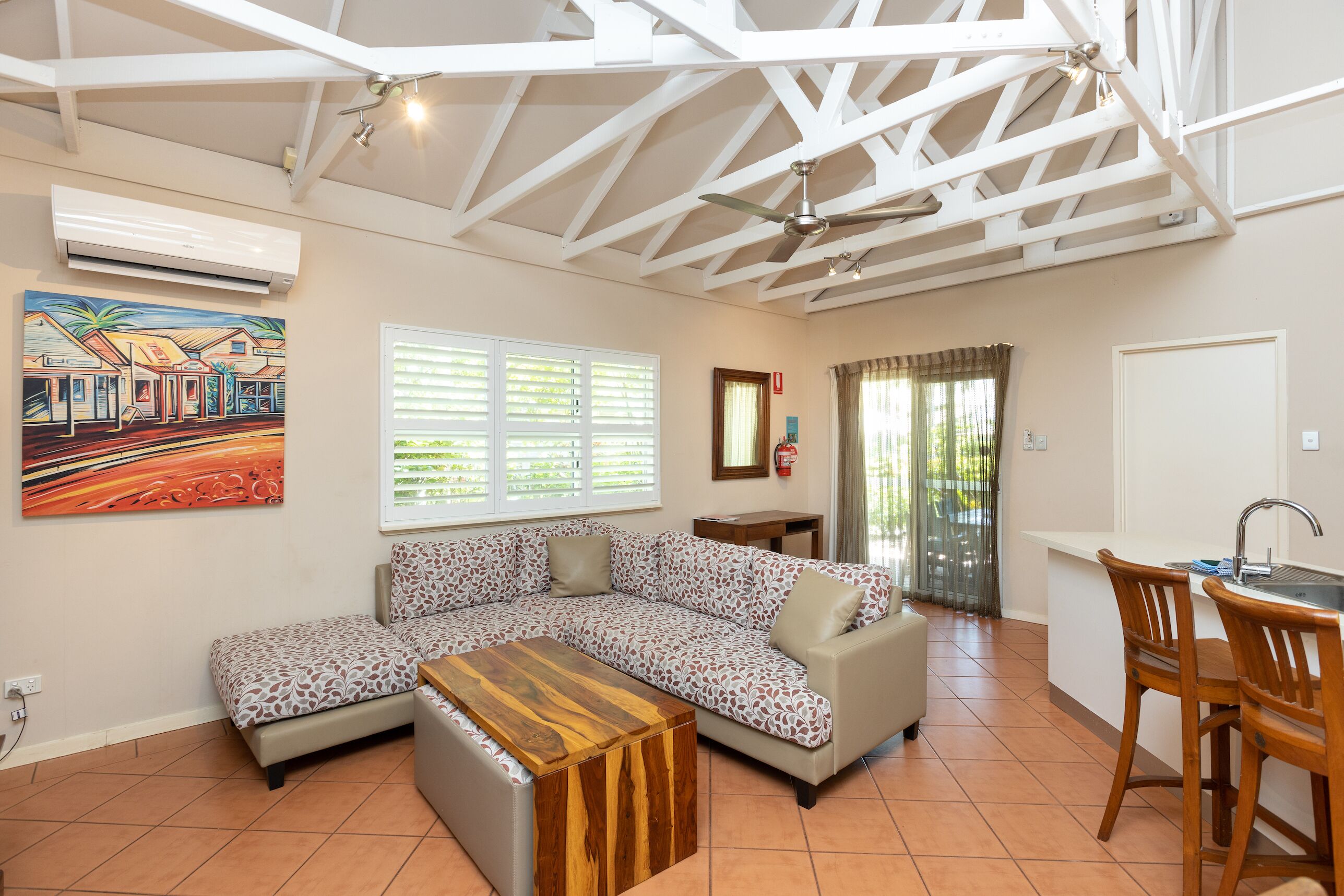 Bungalow, 3 Bedrooms | Living area | 48-inch LCD TV with cable channels, TV, iPod dock