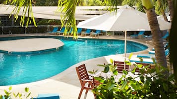 Outdoor pool, pool loungers