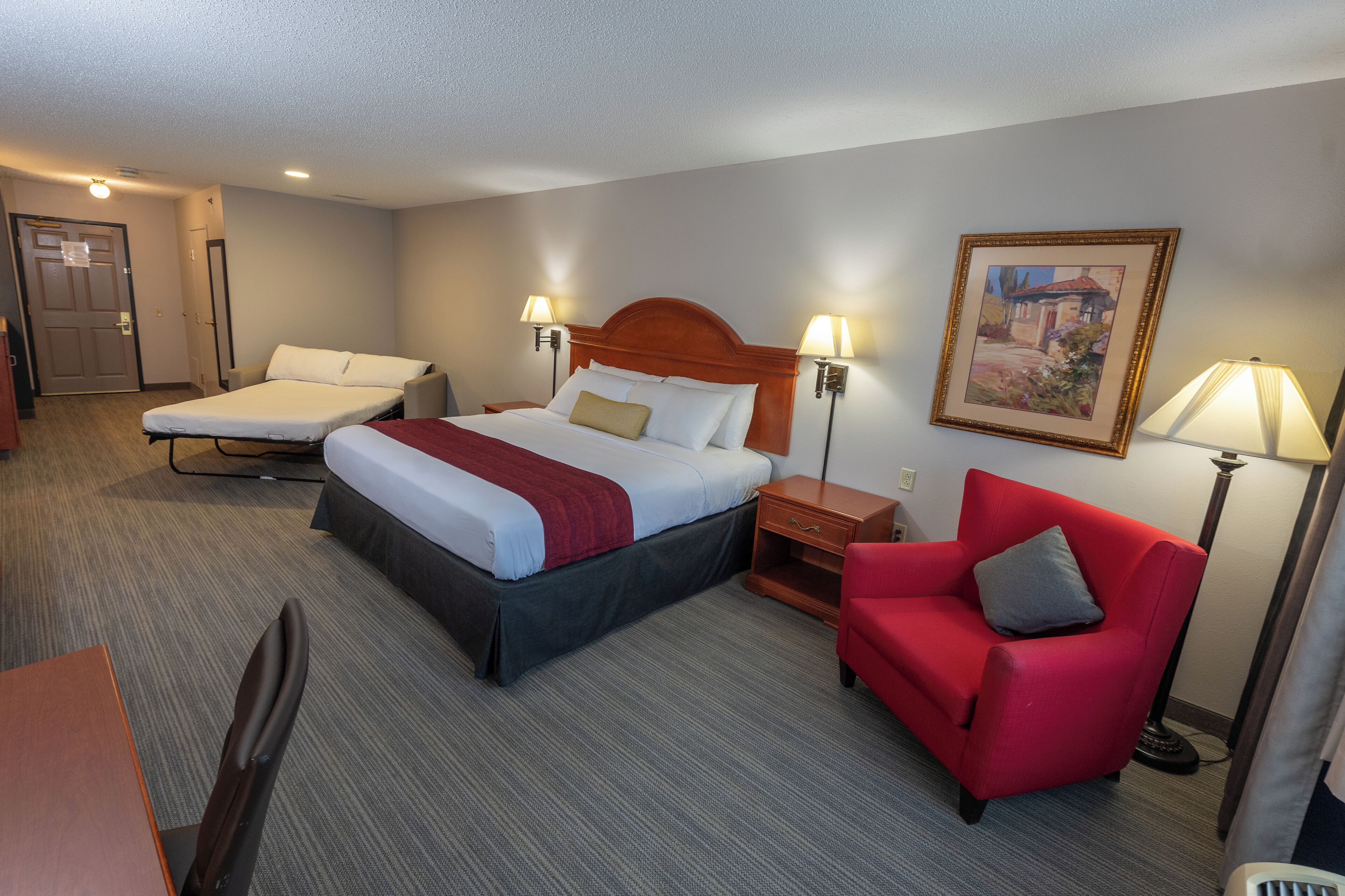 premium bedding, desk, blackout curtains, soundproofing