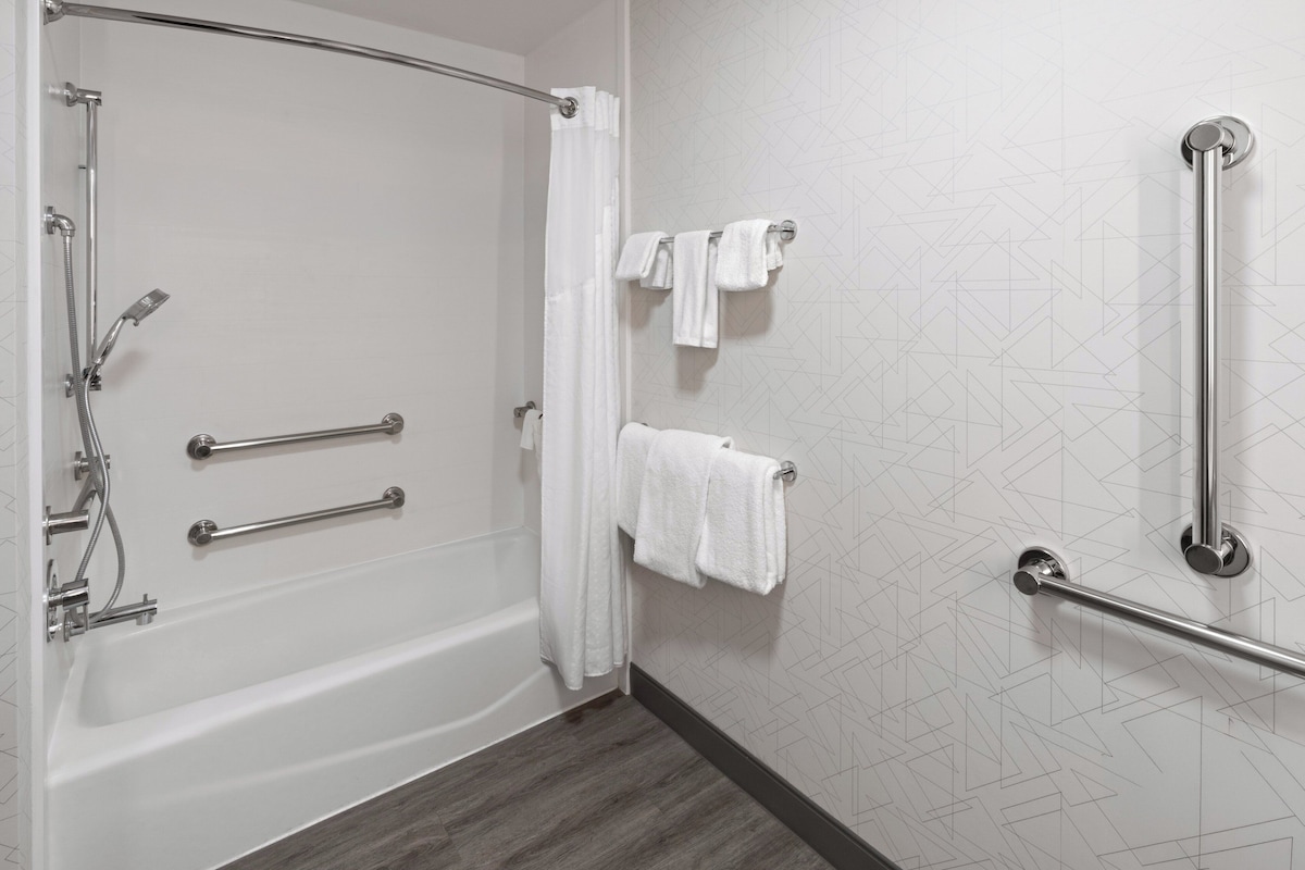 In-room safe, desk, laptop workspace, blackout curtains