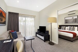 24-inch TV with cable channels, DVD player