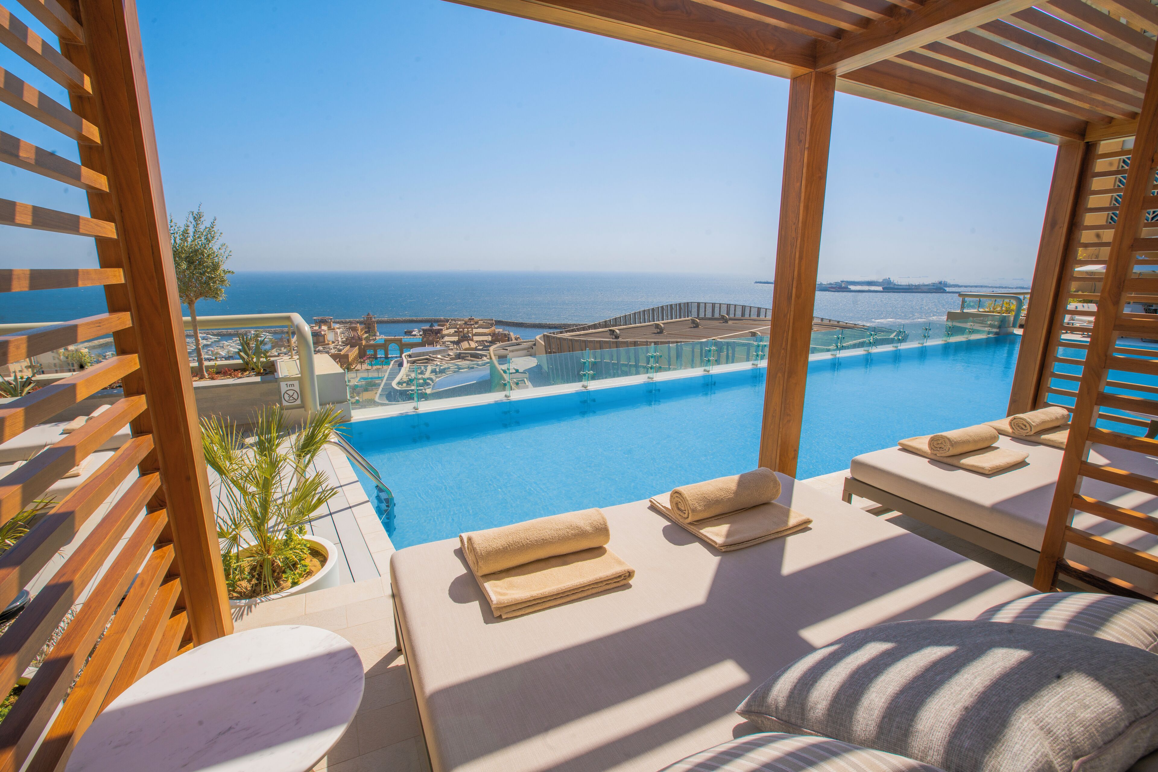 Outdoor pool, sun loungers