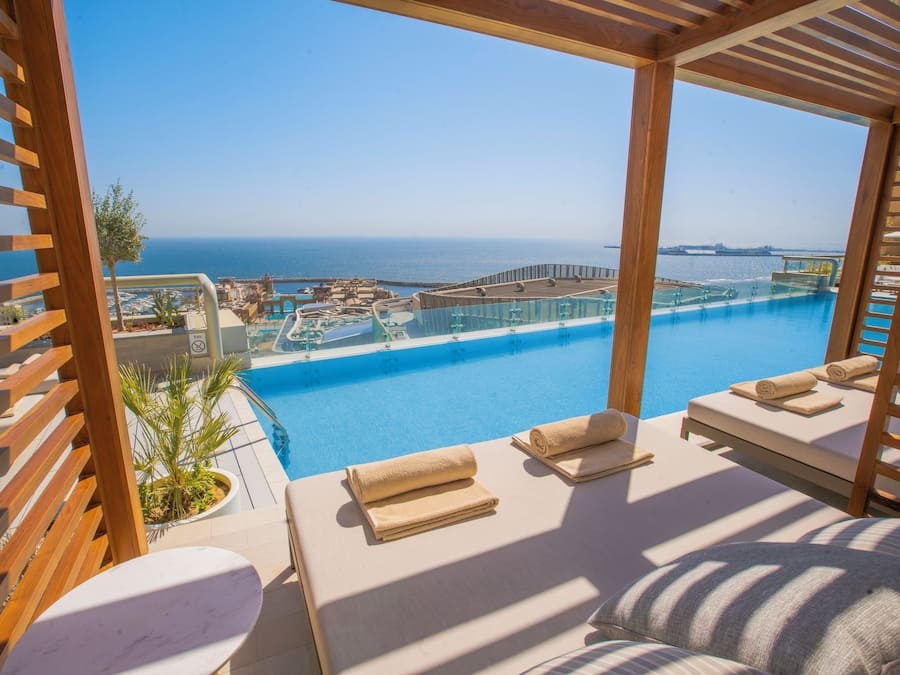 Outdoor pool, sun loungers