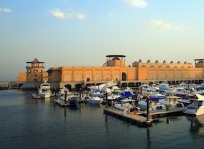 Stunning marina views from the adjacent building, offering a serene waterfront setting.