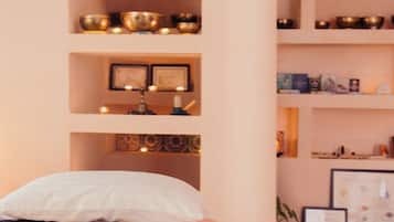 Steam room, body treatments, aromatherapy, hot stone massages