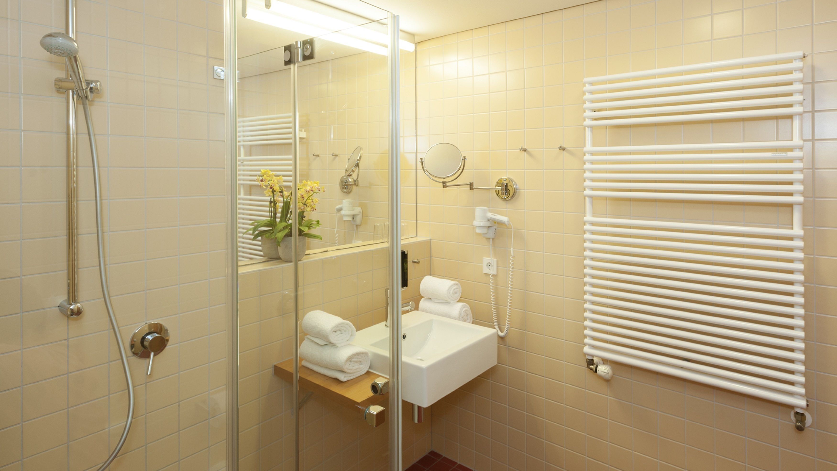 shower, free toiletries, hair dryer, bathrobes