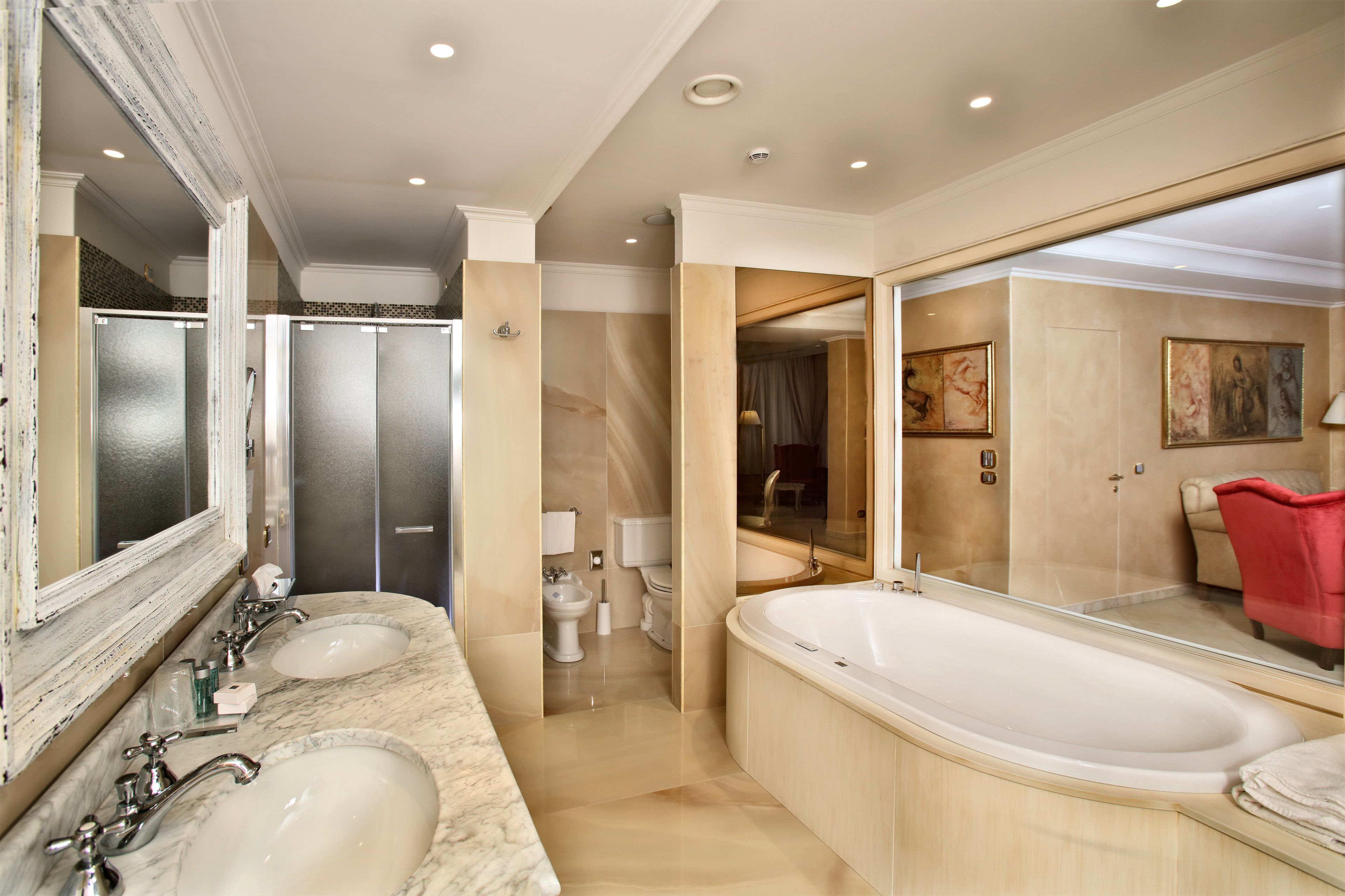 superior studio suite (leonardo da vinci) | bathroom | designer toiletries, hair dryer, bathrobes, slippers