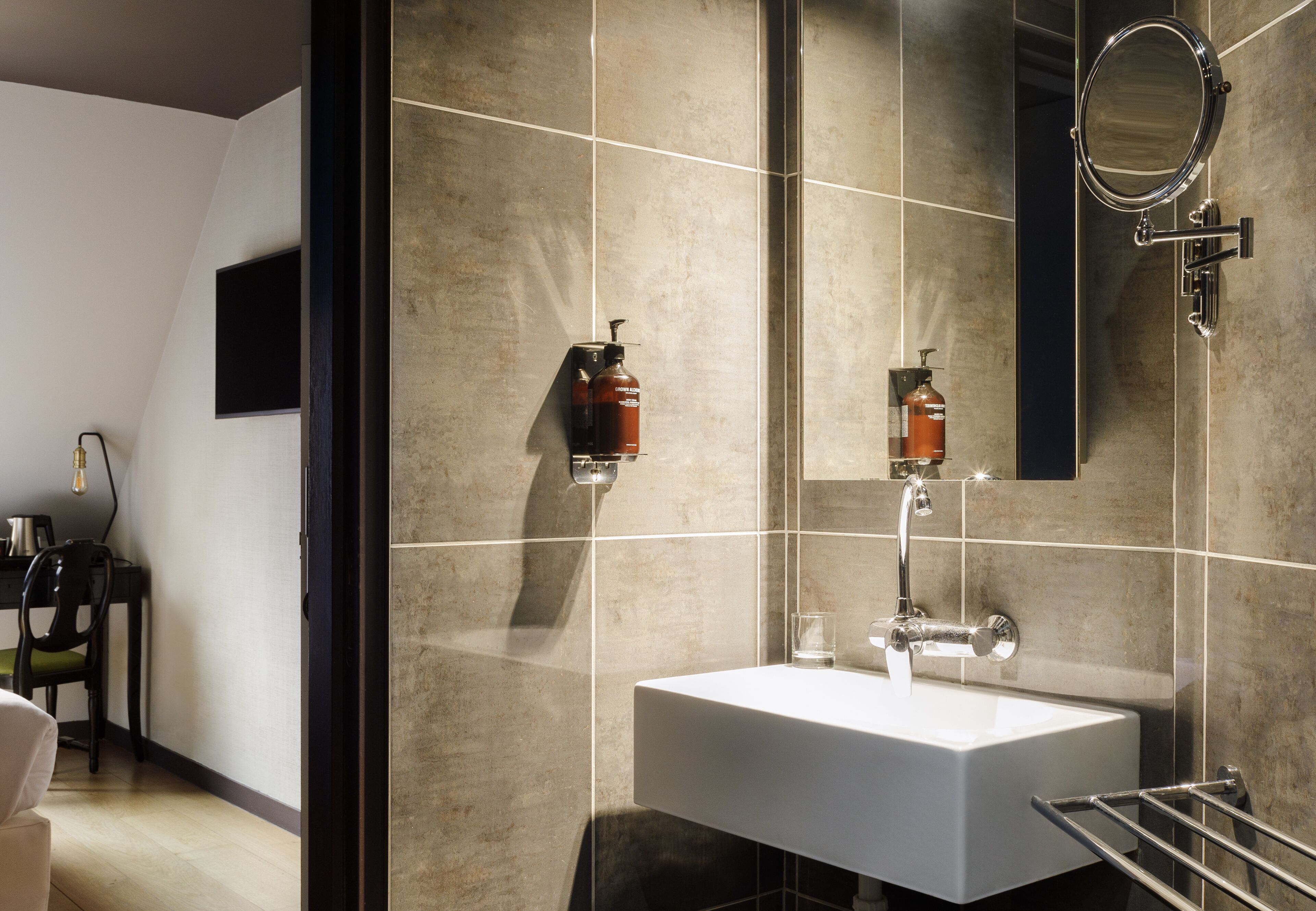 shower, rainfall showerhead, hair dryer, towels