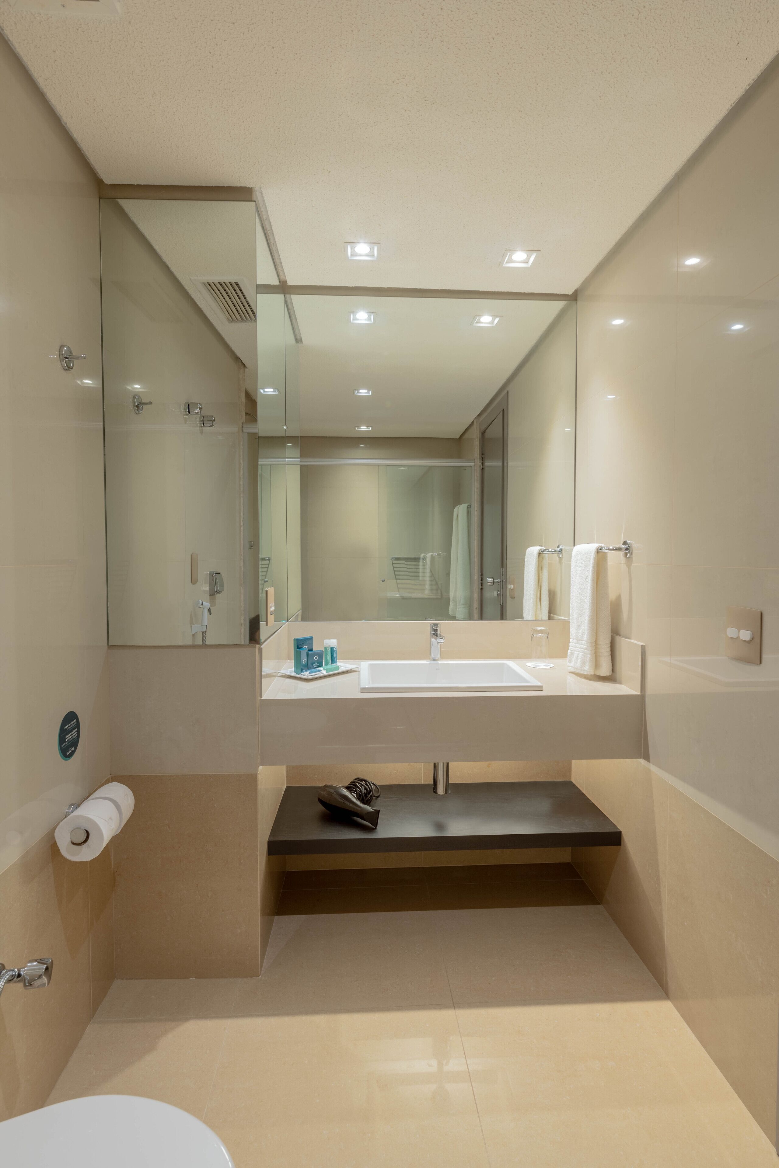 deluxe twin room | bathroom | shower, rainfall showerhead, free toiletries, hair dryer