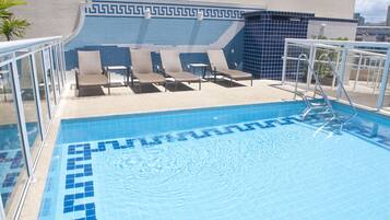 Outdoor pool, pool loungers
