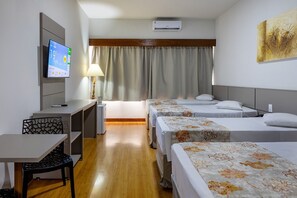 Desk, blackout curtains, free WiFi, bed sheets