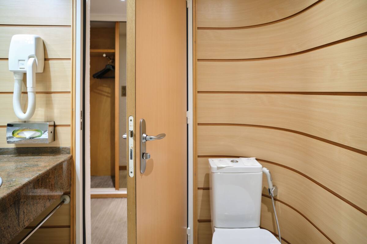 shower, free toiletries, hair dryer, bidet