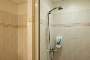 Een douche, gratis toiletartikelen, een haardroger, handdoeken