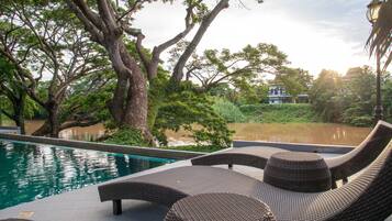 Outdoor pool, pool loungers