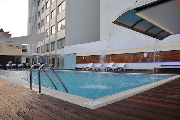Outdoor pool, sun loungers