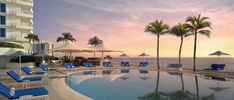 Outdoor pool, pool umbrellas