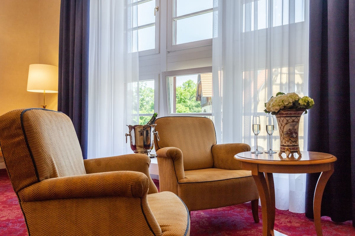 Junior Suite, 1 Queen Bed | Living area | Flat-screen TV
