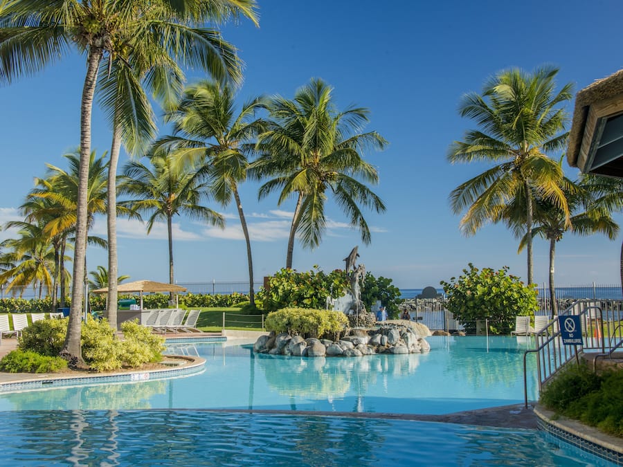 Outdoor pool, open 7 AM to 9:00 PM, pool umbrellas, sun loungers