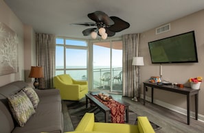 Standard Condo, 3 Bedrooms, Partial Ocean View | Living area | TV, DVD player