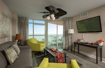 Standard Condo, 3 Bedrooms, Partial Ocean View | Living area | TV, DVD player at Prince Resort
