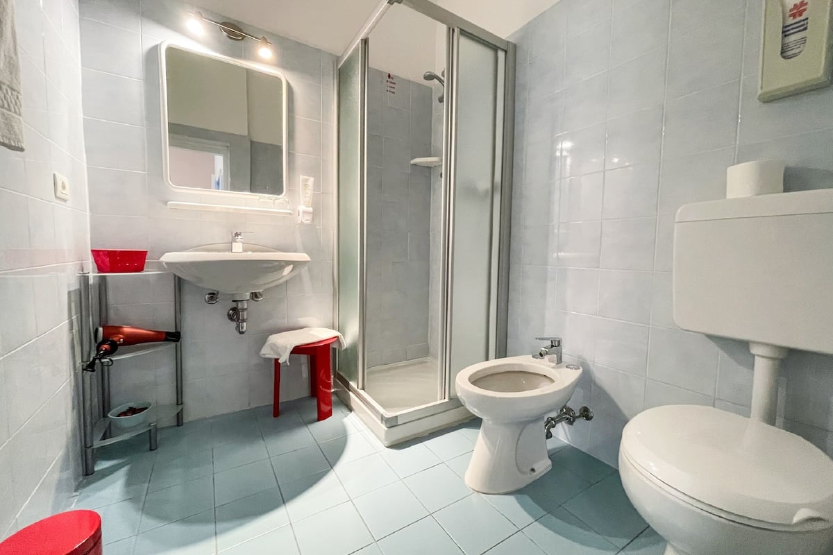 standard double or twin room | bathroom | shower, free toiletries, hair dryer, towels