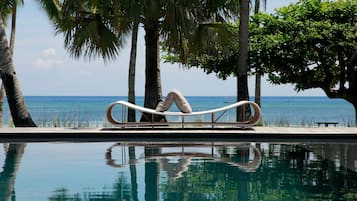 Outdoor pool, sun loungers