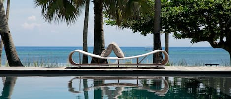 Outdoor pool, pool loungers