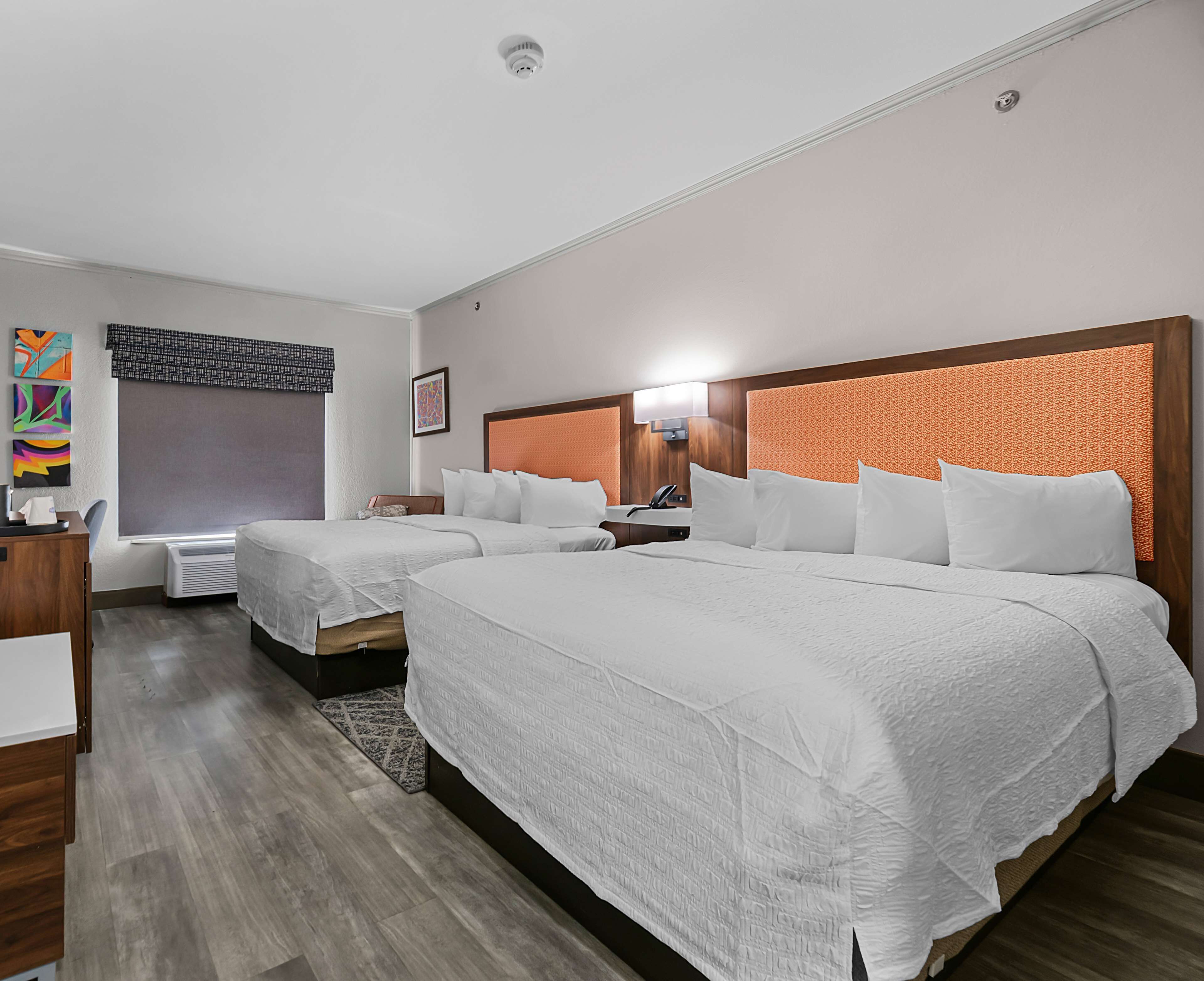 room, 2 queen beds, non smoking | in-room safe, desk, iron/ironing board, free cots/infant beds