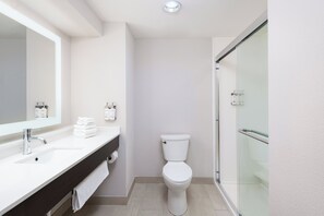A modern bathroom with a white sink, mirror, and toilet. - Holiday Inn Express & Suites Spring Hill by IHG (Spring Hill)