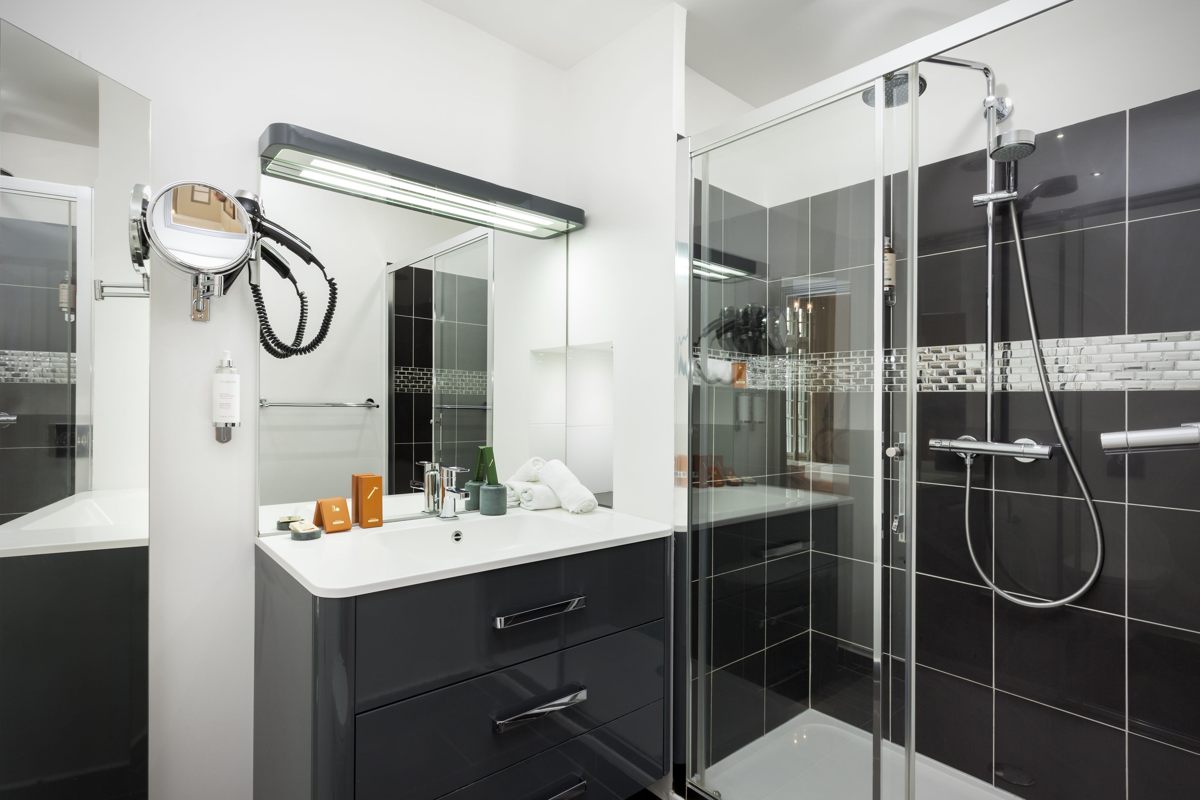prestige double or twin room | bathroom | shower, designer toiletries, hair dryer, towels