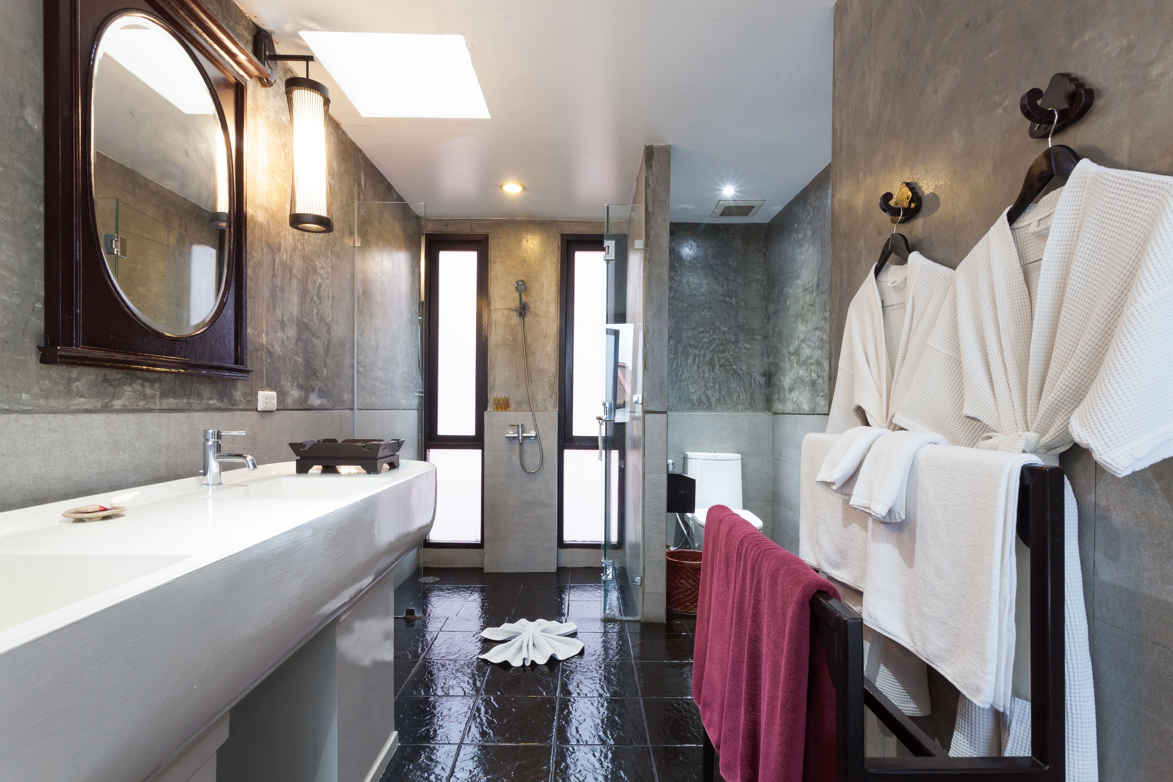 two bedrooms duplex pool side | bathroom | shower, free toiletries, hair dryer, towels