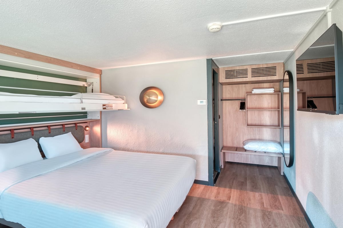 Premium bedding, desk, blackout curtains, iron/ironing board