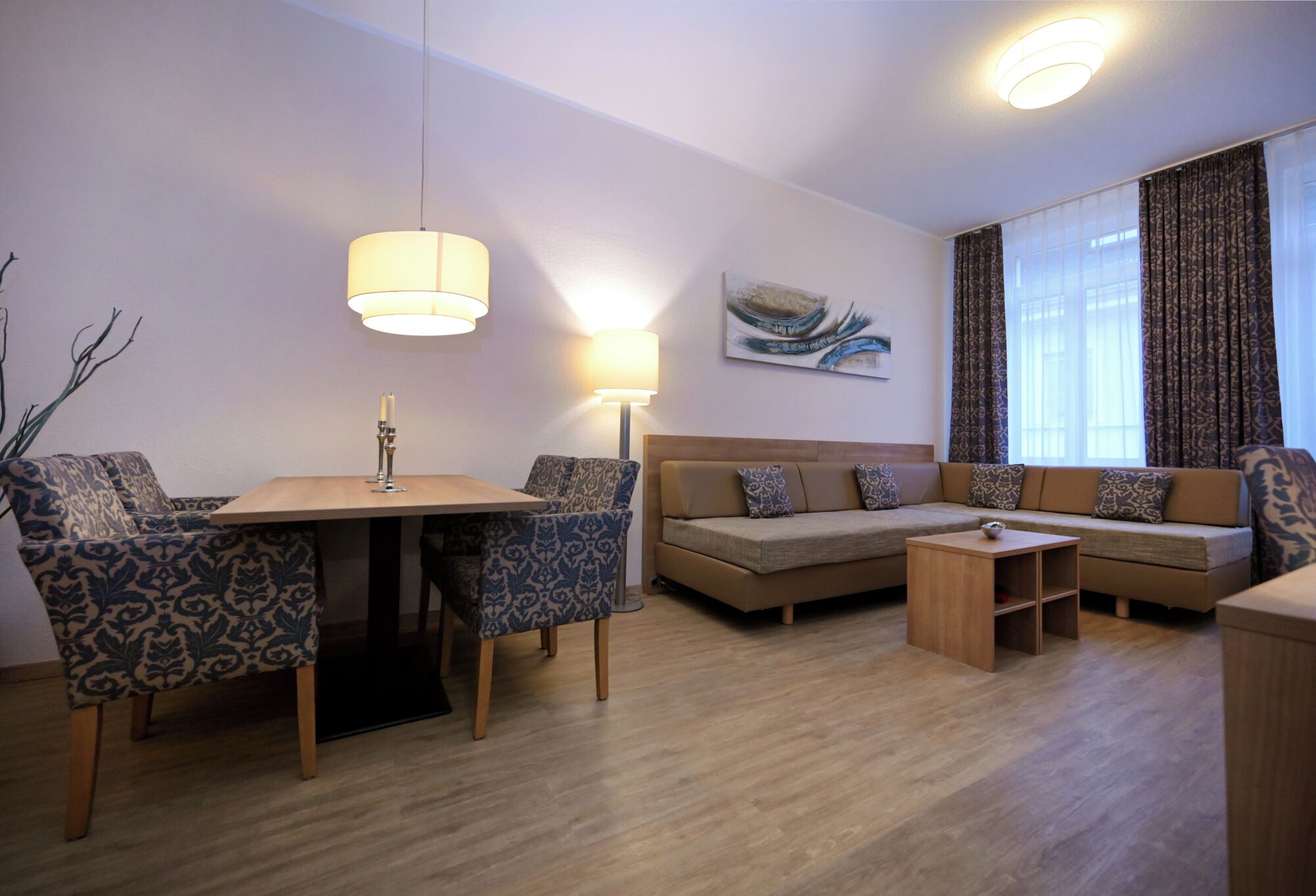 Comfort Apartment, Kitchen, Annex Building (Wormser Str. 11) | Living area | 43-inch LED TV with satellite channels, TV