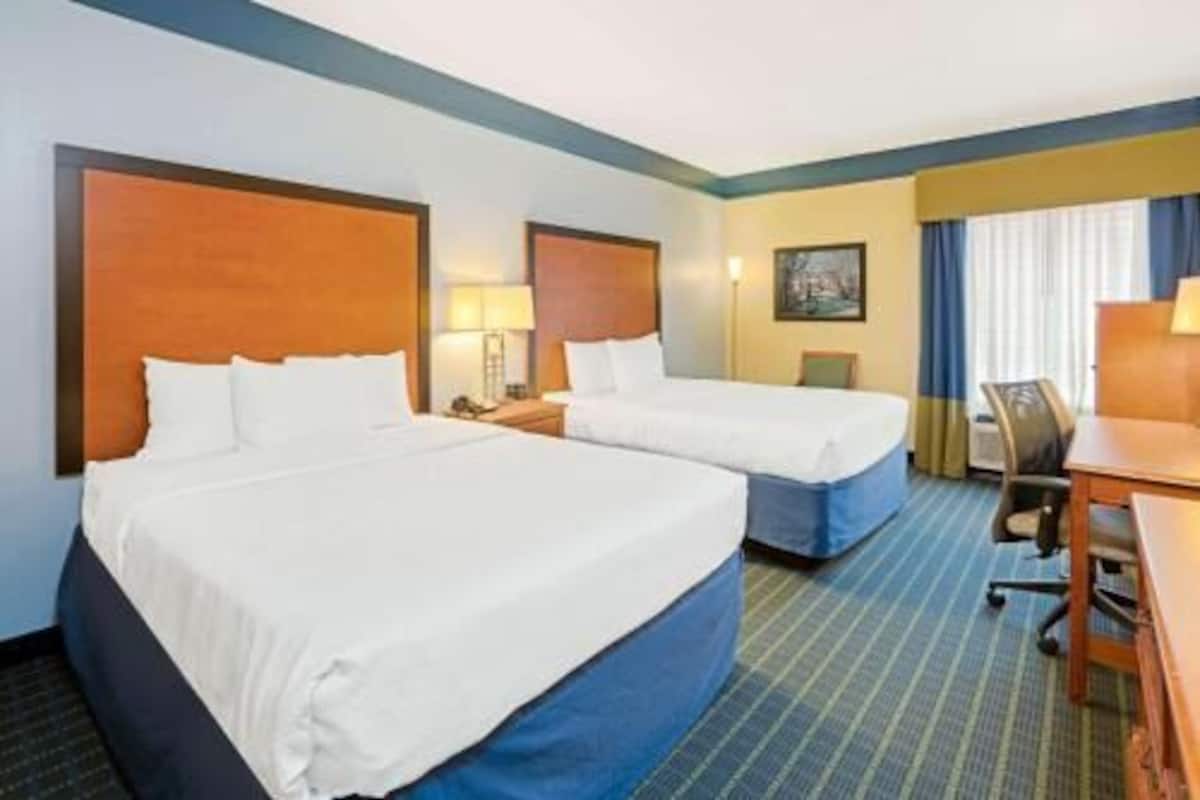 Premium bedding, desk, blackout curtains, iron/ironing board