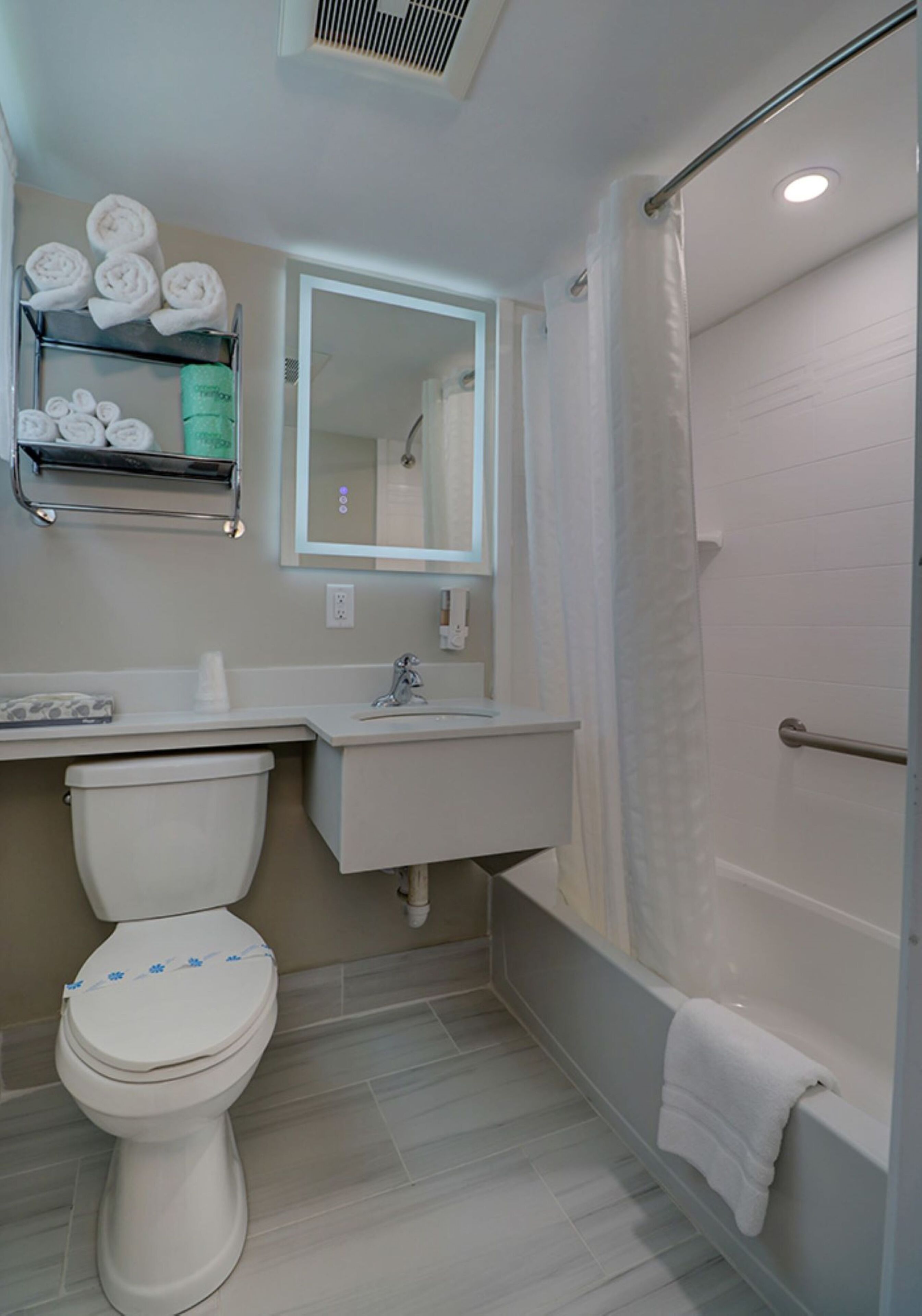 Bathtub, free toiletries, hair dryer, towels