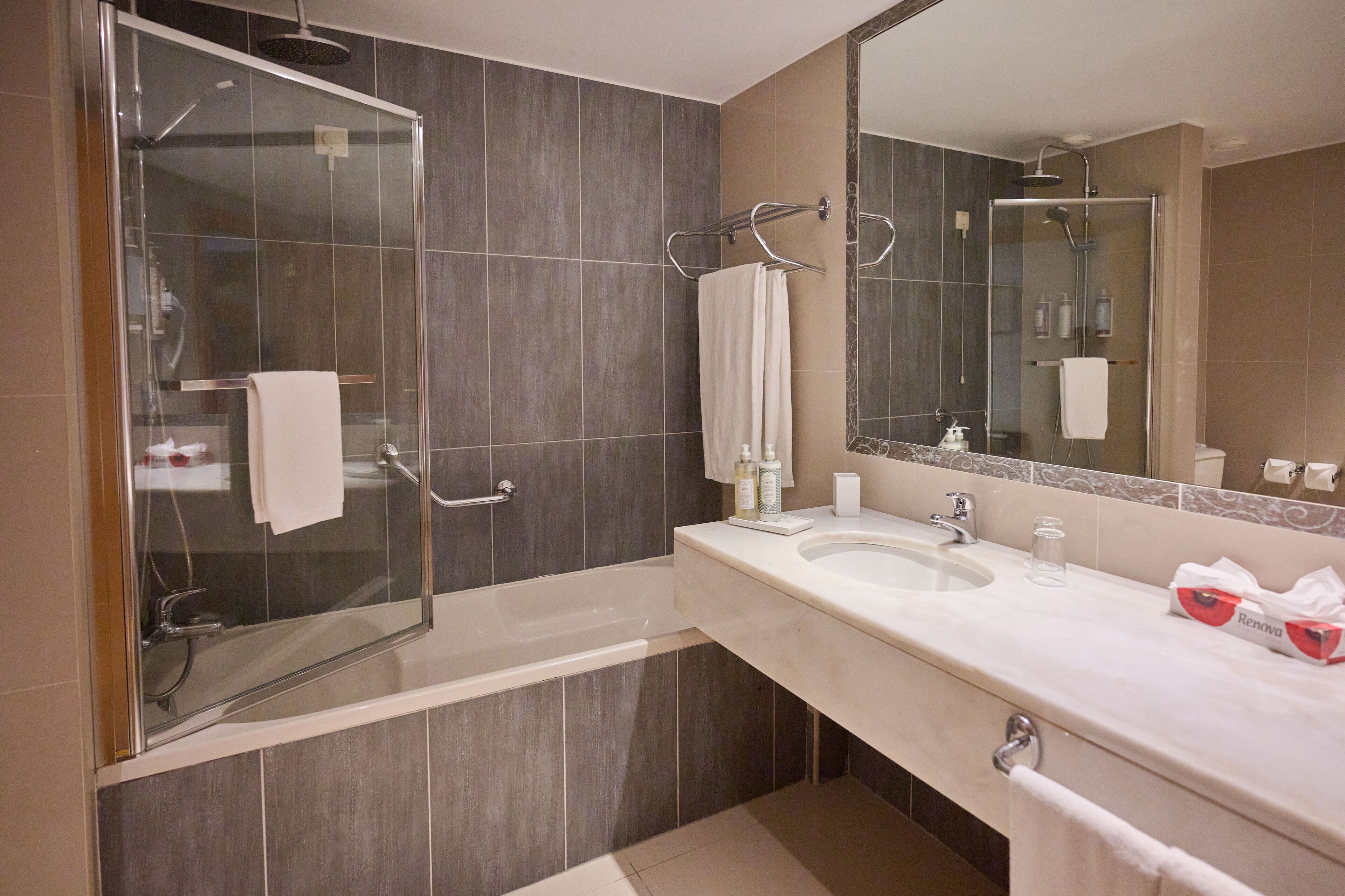 free toiletries, hair dryer, bathrobes, bidet