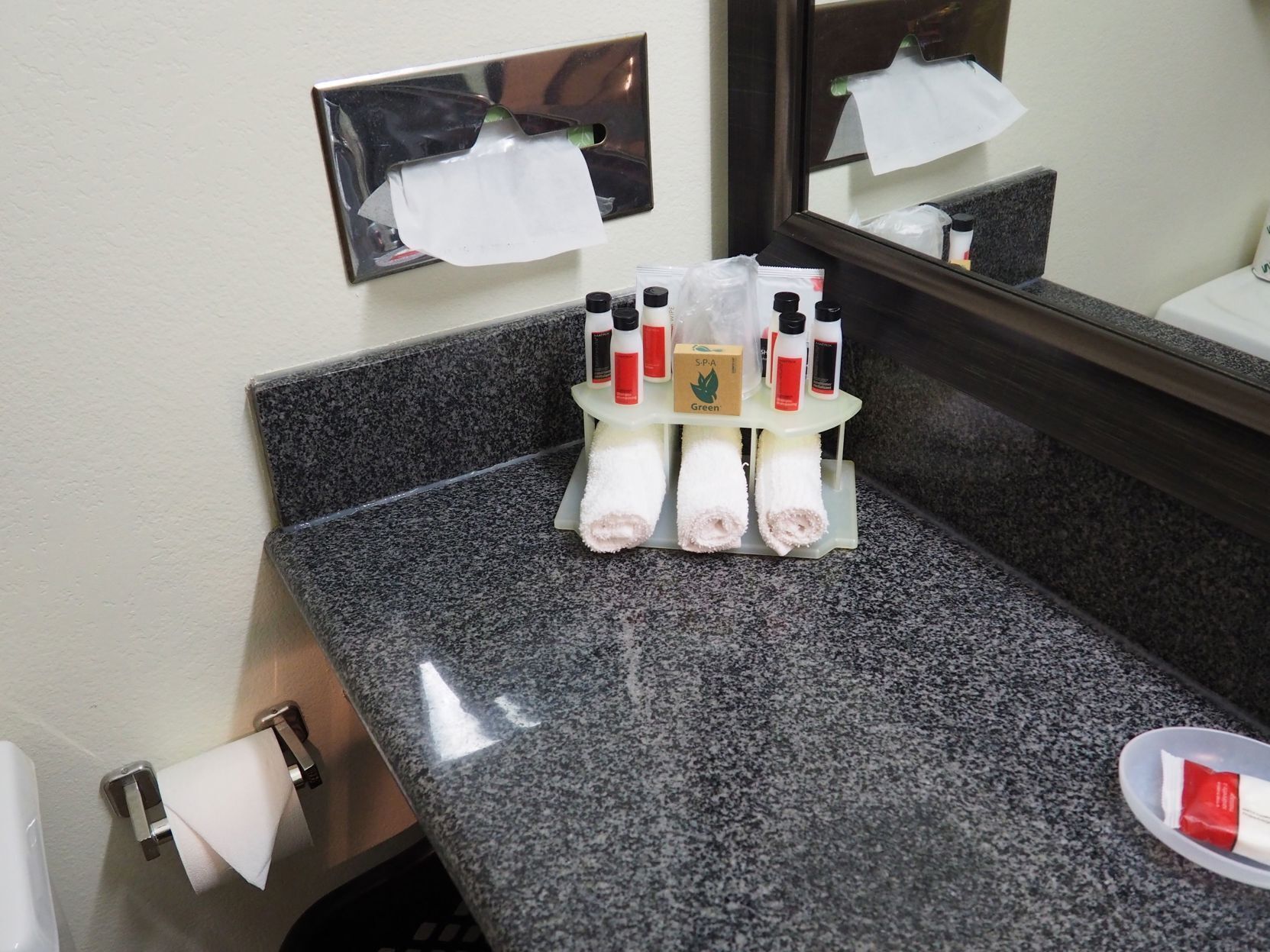 Bathroom amenities | Free toiletries, hair dryer, towels