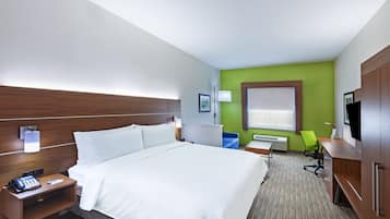 Pillowtop beds, desk, blackout drapes, iron/ironing board