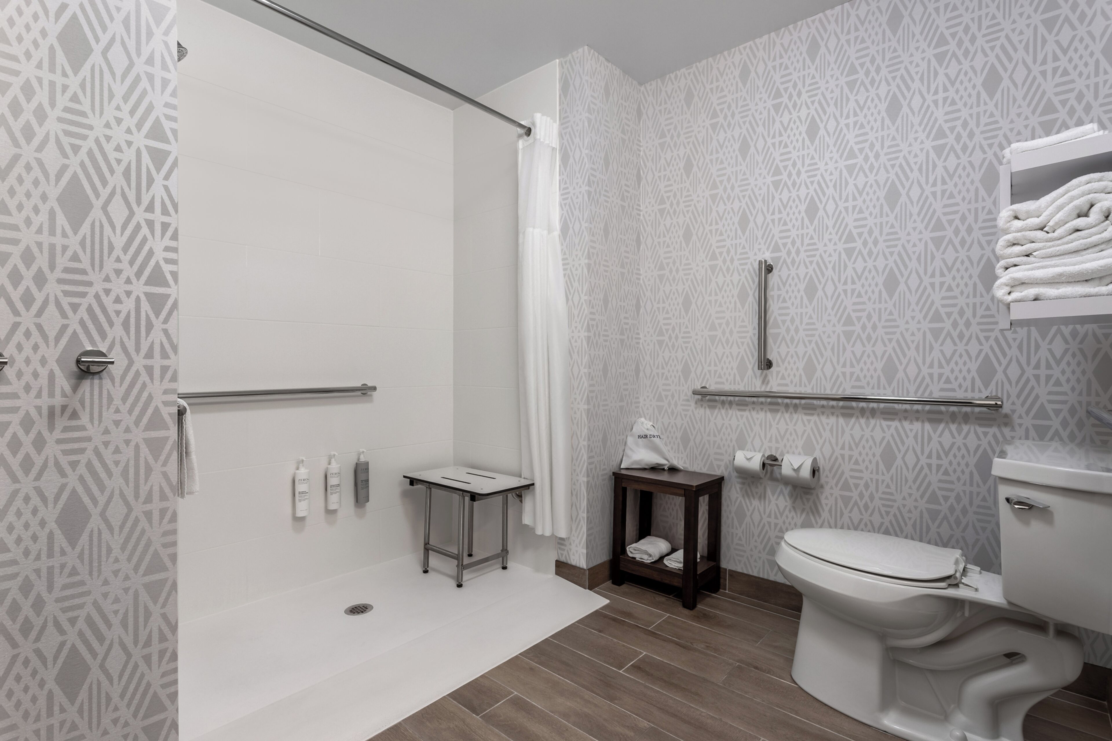 free toiletries, hair dryer, towels, soap