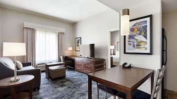 49-inch flat-screen TV with cable channels, TV, MP3 dock