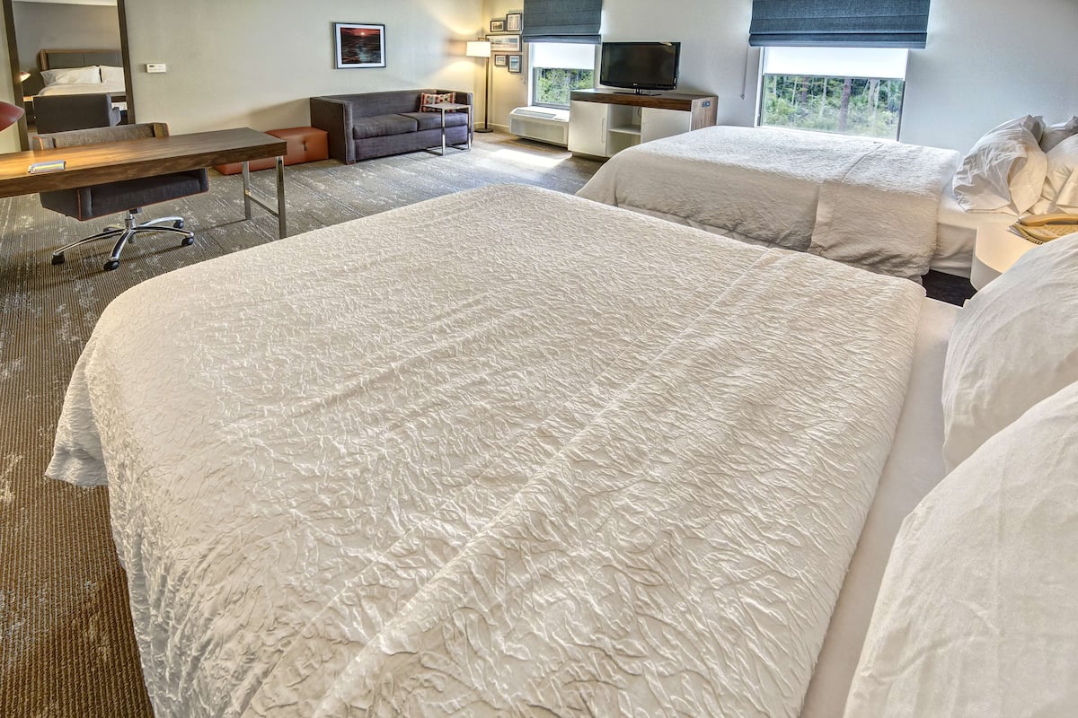Two Queens Studio with sofabed | Premium bedding, in-room safe, desk, laptop workspace