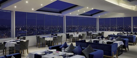 Breakfast, lunch, dinner served; international cuisine