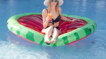 Outdoor pool, pool loungers