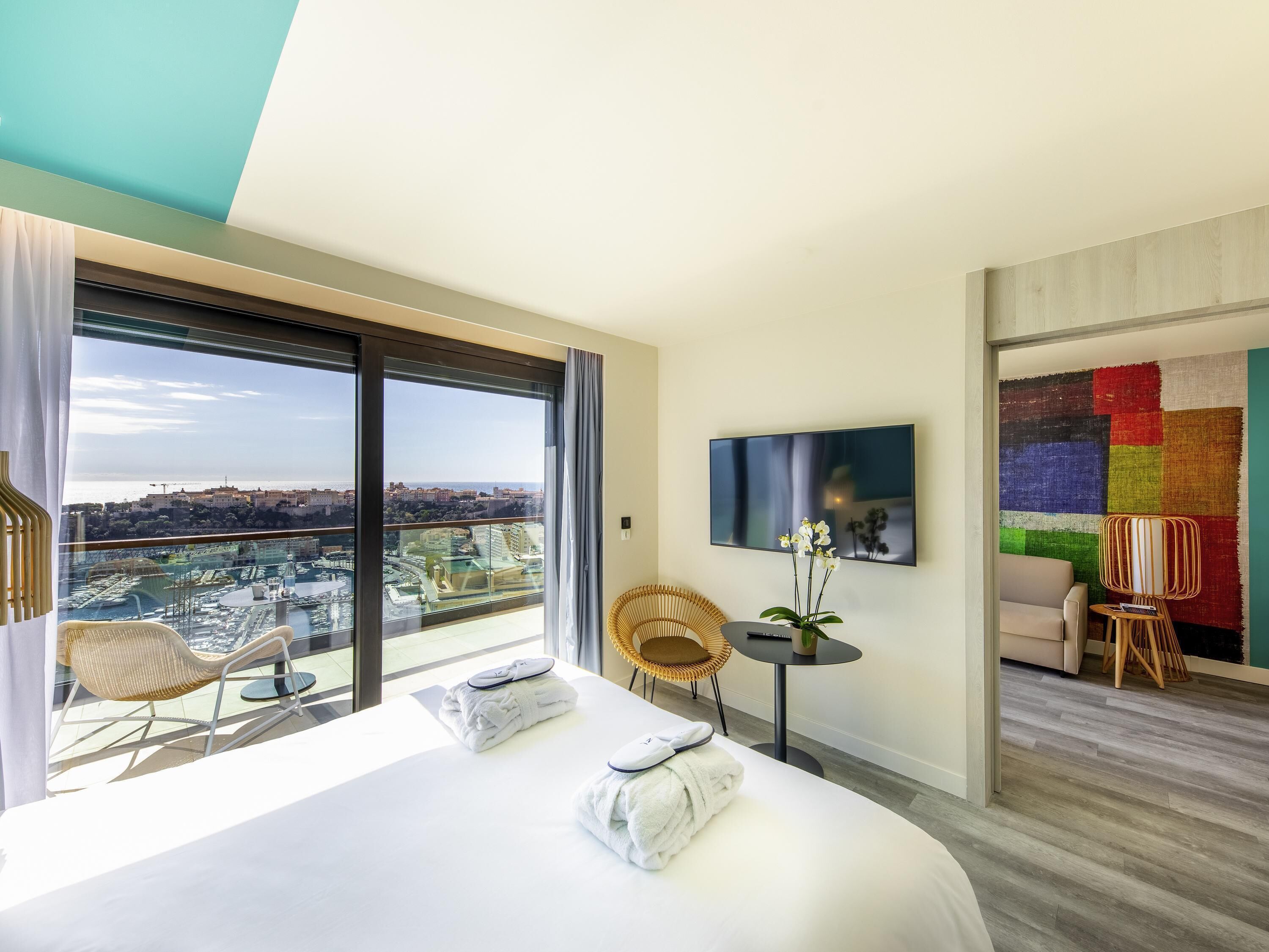 Junior Suite, 1 King Bed with Sofa bed, Terrace, Sea View (Riviera) | Premium bedding, in-room safe, blackout drapes, soundproofing