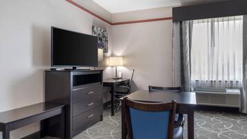 Pillow-top beds, desk, laptop workspace, iron/ironing board