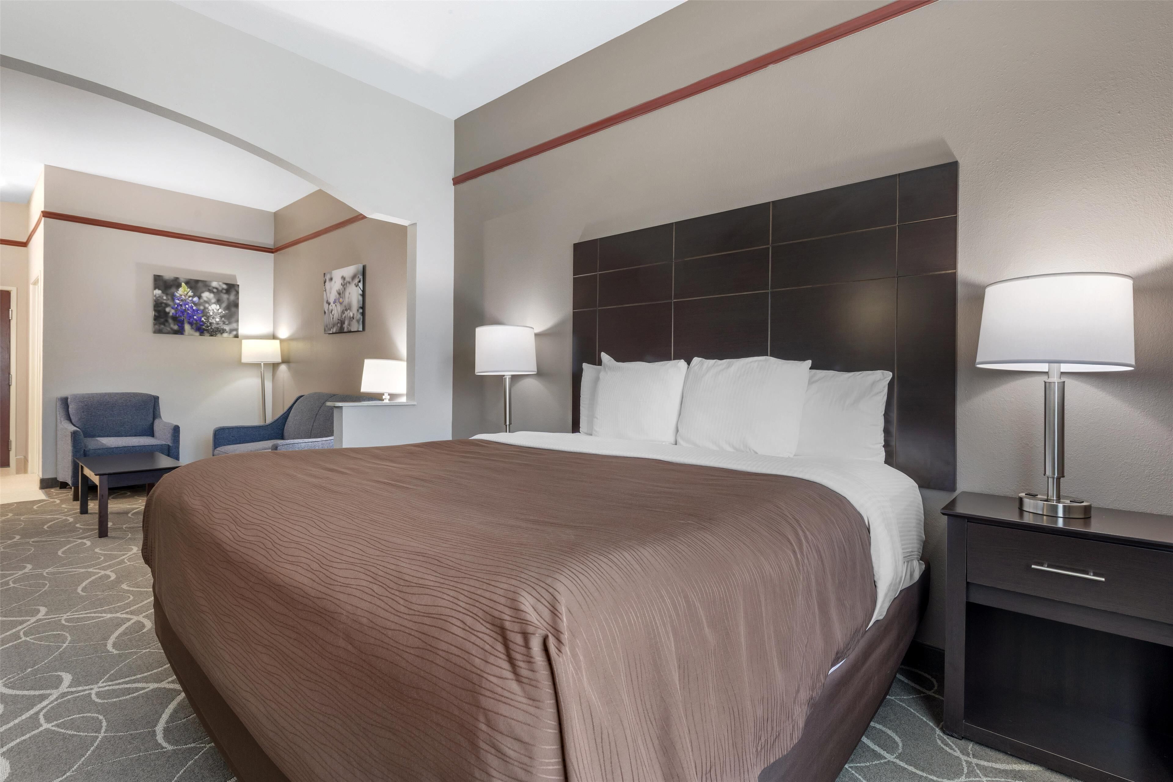 Pillow-top beds, desk, laptop workspace, iron/ironing board