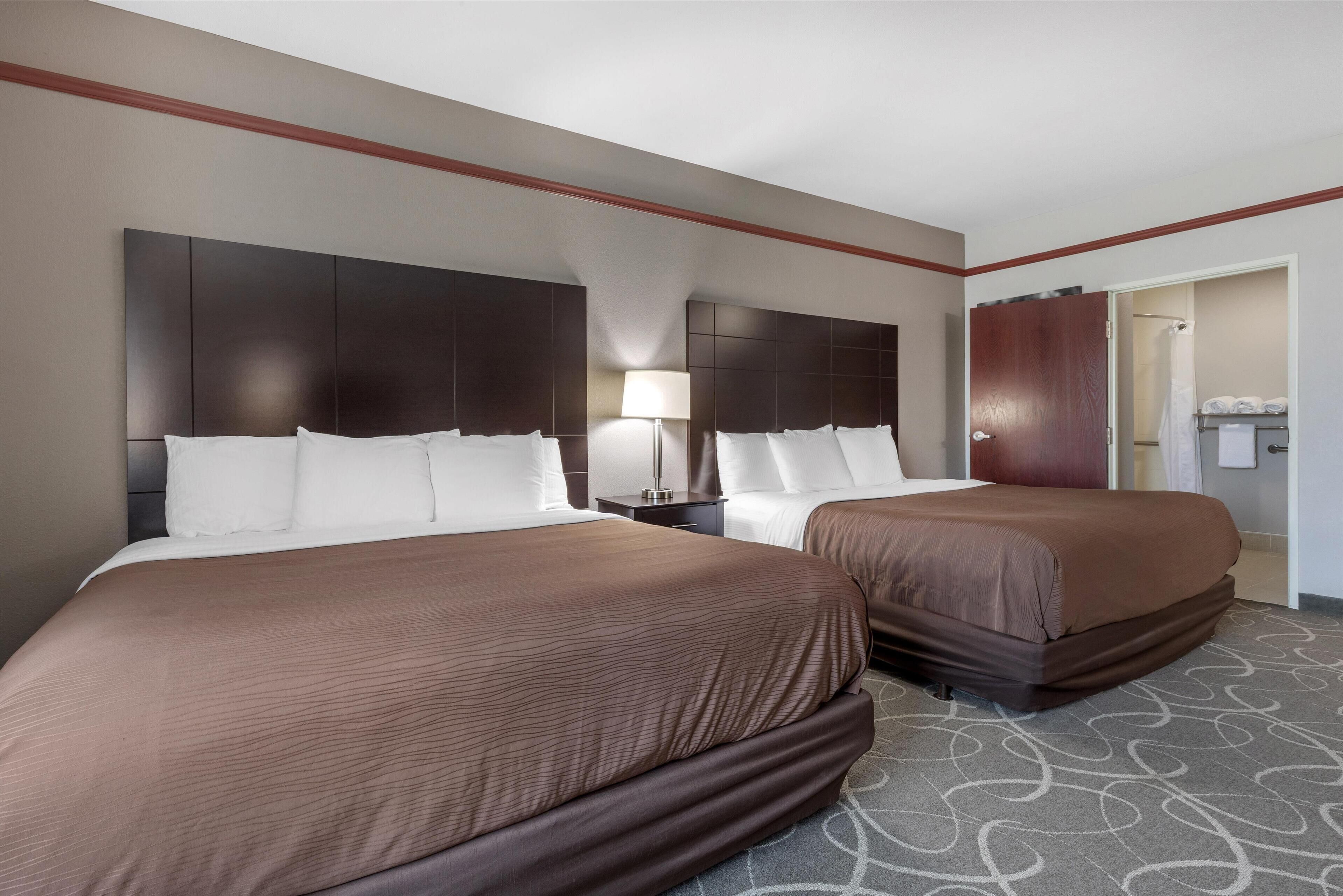 standard room, multiple beds, accessible, bathtub | pillow-top beds, desk, laptop workspace, iron/ironing board