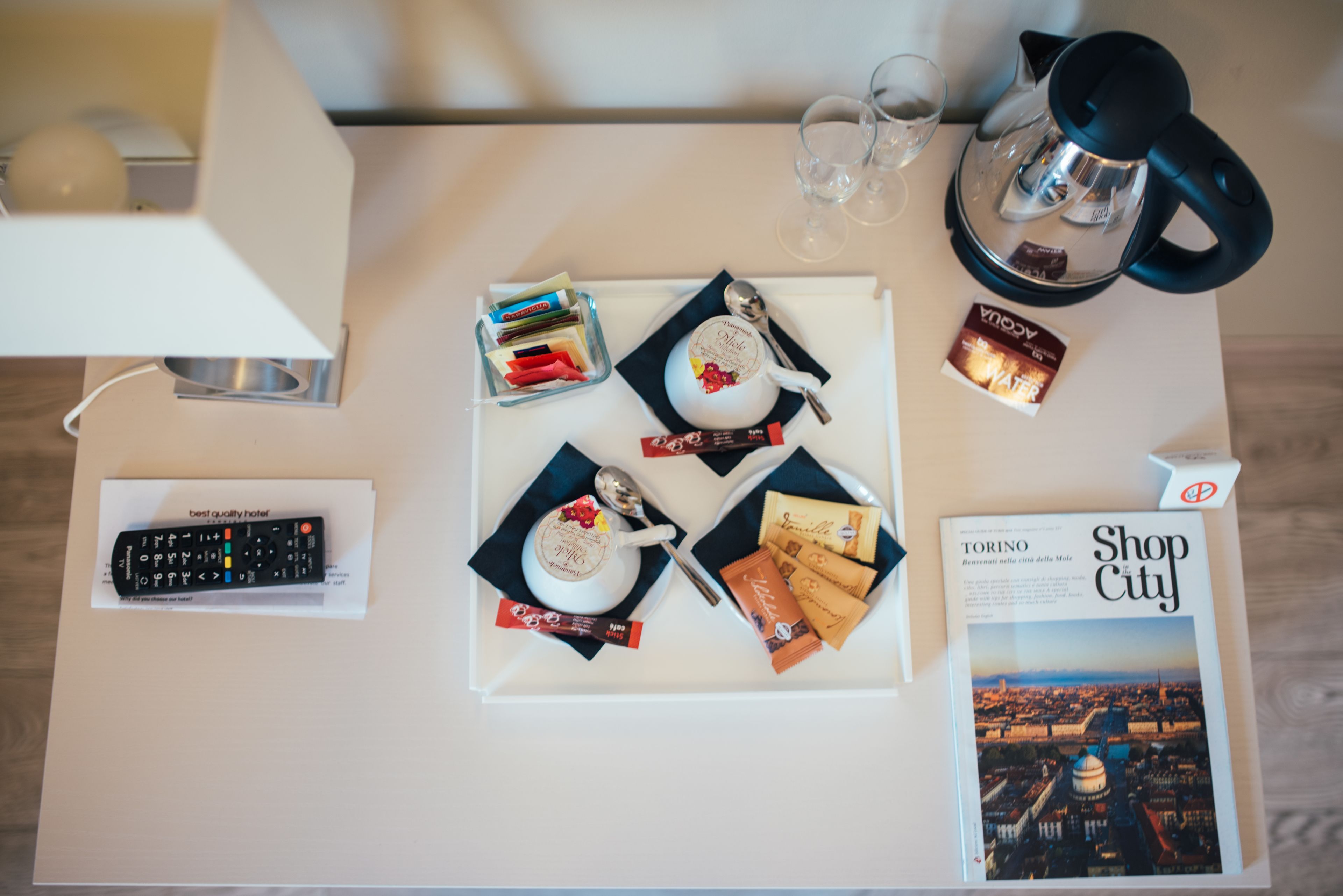 hypo-allergenic bedding, down duvets, minibar, desk